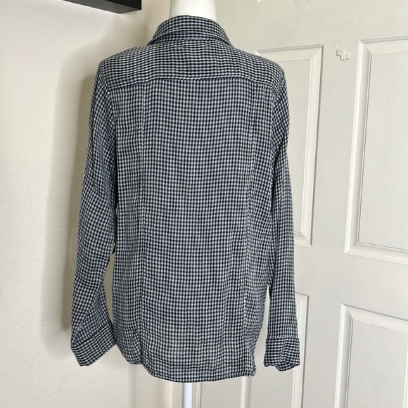 Anthropologie Velvet By Graham & Spencer Gingham Tunic Top XL Long Sleeve Preppy - Picture 7 of 15
